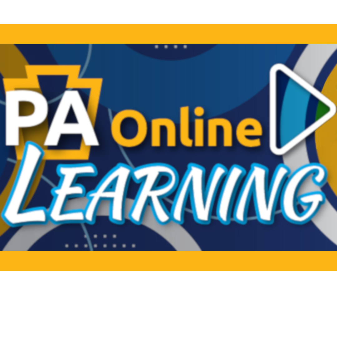 PA Online Learning Log with the Pennsylvania keystone and a triangular play button symbol